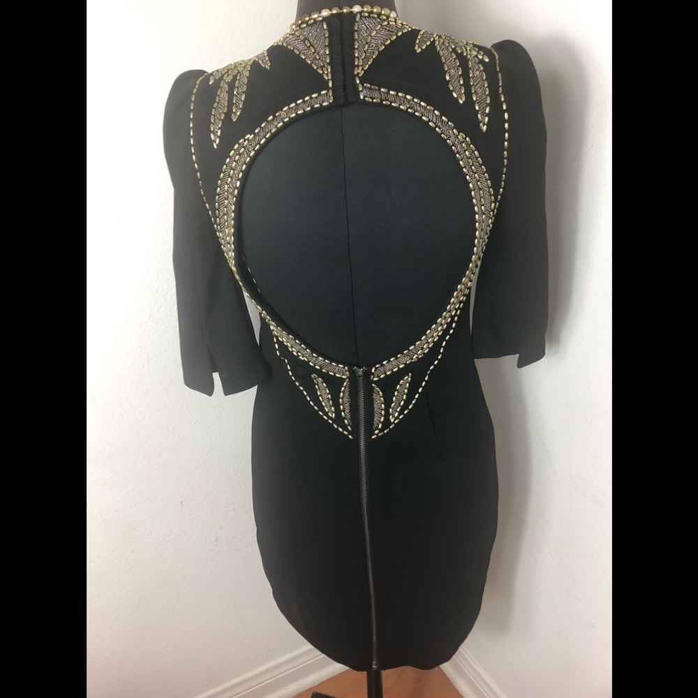 Silence + Noise Beaded open back Black Dress